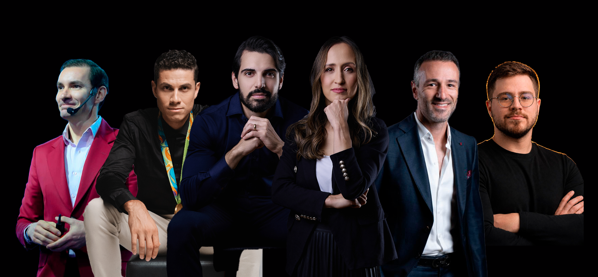 Palestrantes do aulão: João Adolfo, Tiago Braz, Lucas Magalhães, Maíra Nogueira, Gustavo Zanon e Macedo